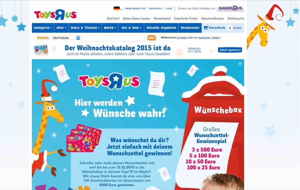 toysrus Wunschzettel Gewinnspiel